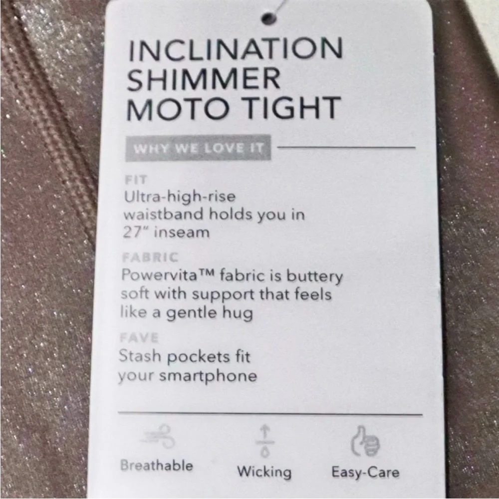 Athleta Inclination Shimmer Moto Tights Cinnamon Brown Medium